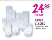 6 Pack Hi-Ball, Zombi, Willy or Whisky Glasses-per pack 