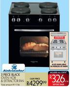 Kelvinator 3 Piece Mirror Black Oven Hob & Extraction