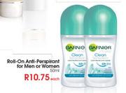 Garnier Roll-On Anti Perspirant For Men Or Women-50Ml Each