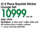 Terrace Leisure 4 Piece Bayside Wicker Lounge Set-Per Set