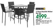 Terrace Leisure 5 Piece Bayside Wicker Bar Set-Per Set