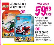 Lego Creator 3-In-1 Mini Vehicles/Sports Car/Fire Rescue-Each