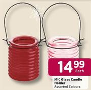 MIC Glass Candle Holder Assorted Colours Each