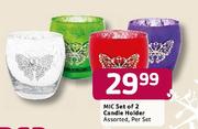 MIC Set Of 2 Candle Holder Assorted-Per Set