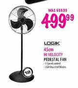 Logik Hi Velocity Pedestal Fan-45cm