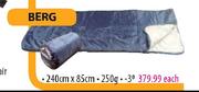 Camp Master Berg Sleeping Bag-240cmx85cm Each