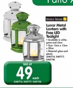 Terrace Leisure Lunar Metal Lantern With Free Led Tealight Each