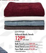  Glodina Veloured Blacks Hand Towel-Each