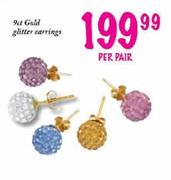 9ct Gold Glitter Earrings-per pair