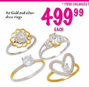 9ct Gold and Silver Dress Rings-each