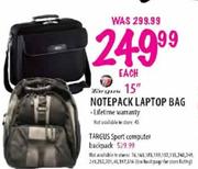Targus Notepack Laptop Bag-15" each