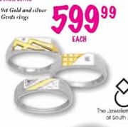 9ct Gold and Silver Gents Rings-each