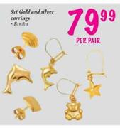 9ct Gold and Silver Earrings-per pair