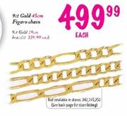 9ct Gold 45cm Figaro Chain-each