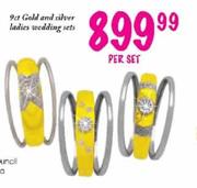 9ct Gold and Silver Ladies Wedding Sets-per set