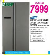 Samsung Metallic Silver Side By Side Fridge/Freezer-550Ltr(RSA1NTMG/XFA)