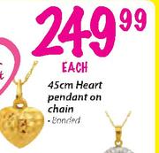 45cm Heart Pendant on Chain-Each