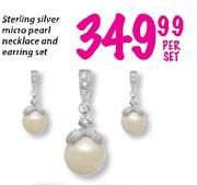 Sterling Silver Micro Pearl Necklace and Earring Set-Per Set