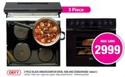 Defy 3 Piece Black Undercounter Oven, Hob and Cookerhood-600mm(DB0451)