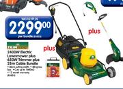 Trimtech 2400W Electric Lawnmower Plus 650W Trimmer Plus 25m Cable Bundle-Per Bundle