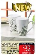 Gourmet Gold 6 Piece Mug Set