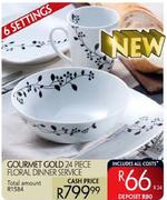 Gourmet Gold 24 Piece Floral Dinner Service