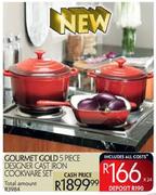 Gourmet Gold 5 Piece Designer Cast Iron Cookware Set