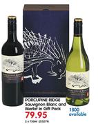 Porcupine Ridge Sauvignon Blanc And Merlot In Gift Pack-2x750ml