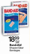 Band-Aid Shapes/Clear Bandages-25's Per Pack