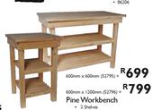 Pine Workbench 2 Shelves-600mmx1200mm