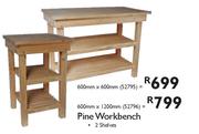 Pine Workbench 2 Shelves-600mmx600mm
