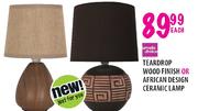 Simple Choice Teardrop Wood Finish Or African Design Ceramic Lamp Each
