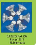 Eurolux 6 Pack 50W Halogen GU10-Per Pack