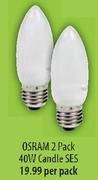 Osram 2 Pack 40W Candle Ses-Per Pack