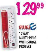 Ellies 12 Way Multi-Plug With Surge Protect