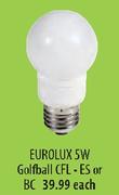 Eurolux 5W Golfball CFL-ES Or BC Each