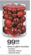 24-Pack Shiny & Glitter Baubles-Per Pack