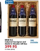 Ernie Els Carbernet Sauvignon And Merlot Wooden Gift Box-3x750ml