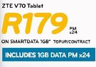 ZTE V70 Tablet-On Smart Data 1GB TopUp Contract