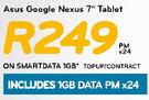 Asus Google Nexus 7" Tablet-On Smart Data 1GB TopUp Contract