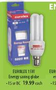 Eurolux 15W Energy Saving Globe