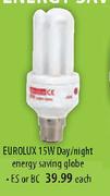 Eurolux 15W Daylight Energy Saving Globe