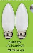 Osram 40W Candle SES-2's pack