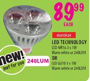 Eurolux LED Technology LED MR16 3x1W Warm White or 240LUM