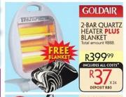Goldair 2 Bar Quartz Heater+ Free Blanket