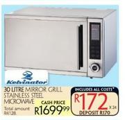 Kelvinator 30L Mirror Grill Stainless Steel Microwave