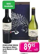 Porcupine Ridge Sauvignon Blanc And Merlot In Gift Pack - 2 x 750ml