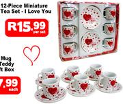 12 Piece Miniature Tea Set I Love You-Per Set