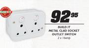 Build It Metal Clad Socket Outlet Switch-2x16amp