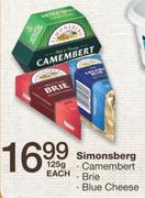 Simonsberg Camembert/Brie/Blue Cheese-125gm Each